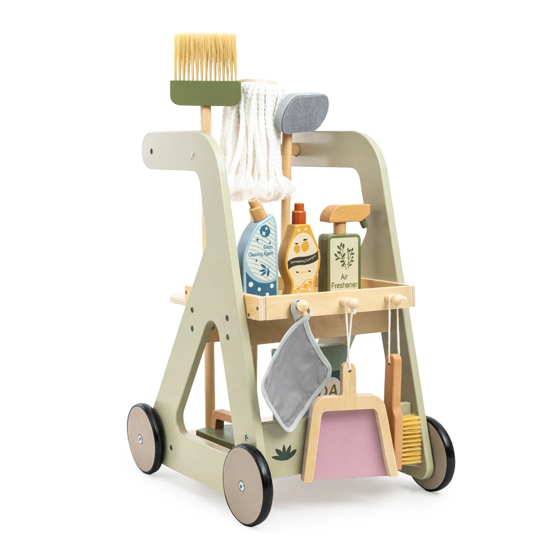Chariot de ménage en bois avec accessoires — Mamabrum