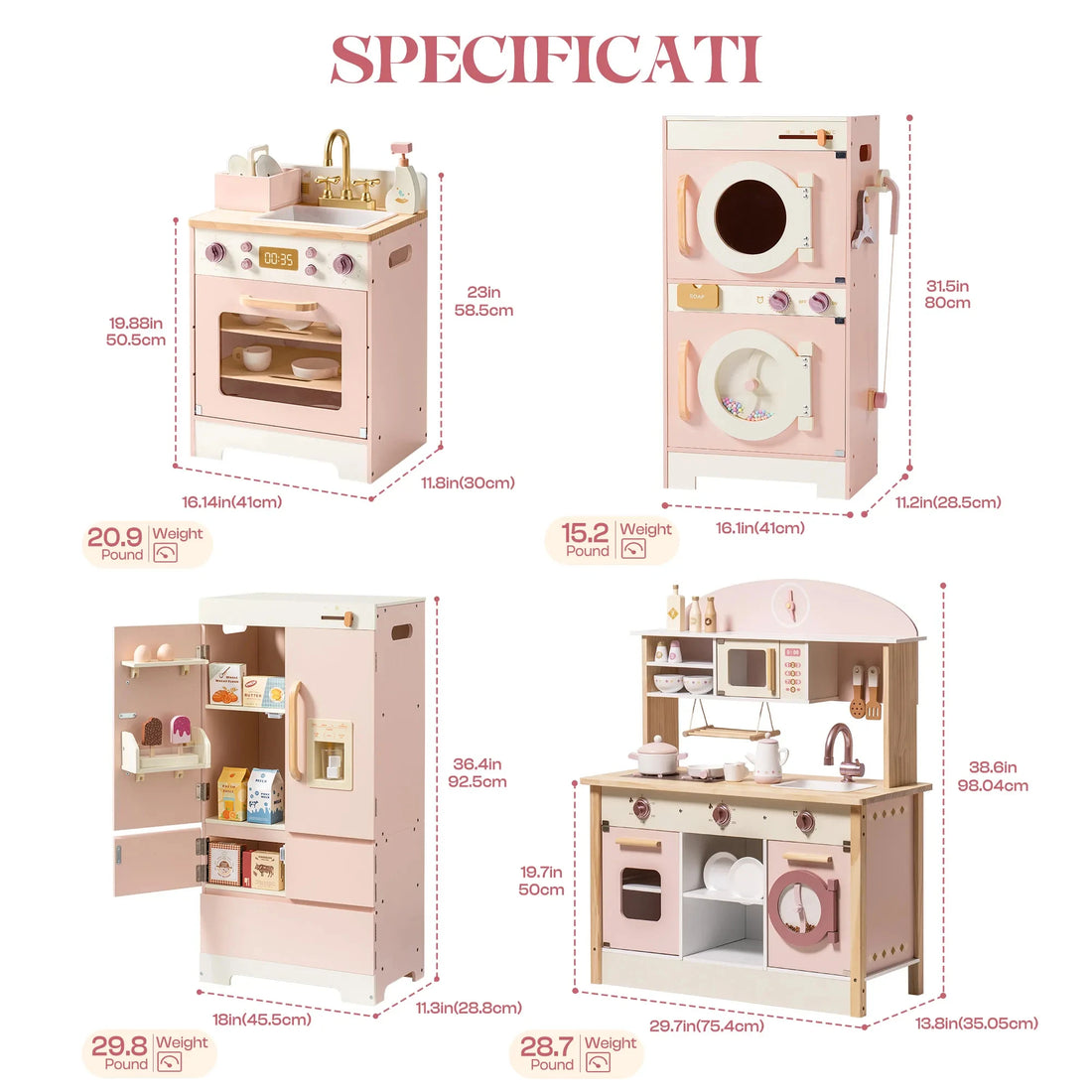 Cuisine et électroménager de jeu en bois rose — ROBUD