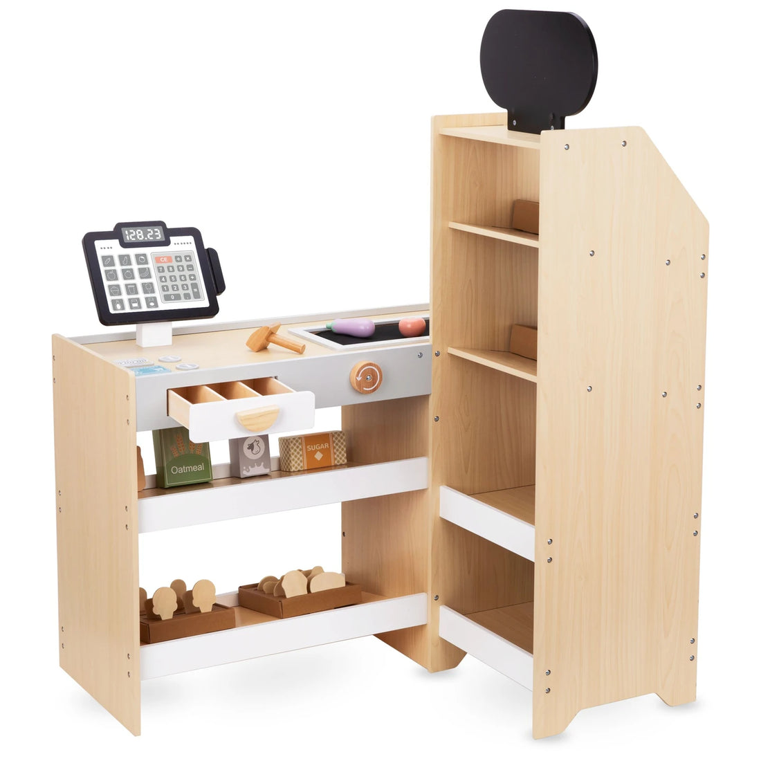 Grande marchande en bois avec caisse — Mamabrum