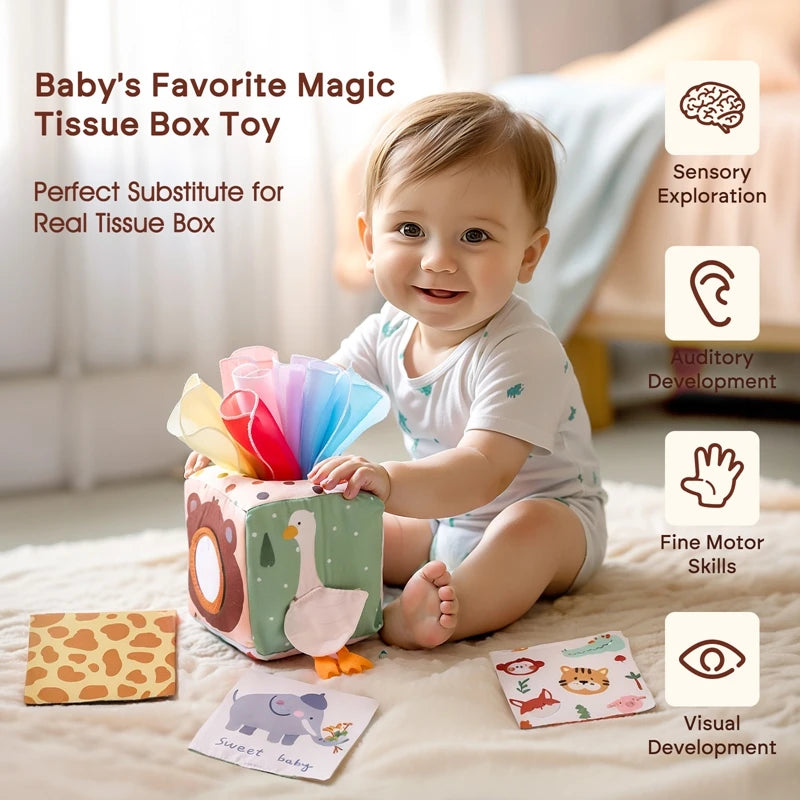 Boîte à mouchoirs sensorielle en tissu — Les animaux