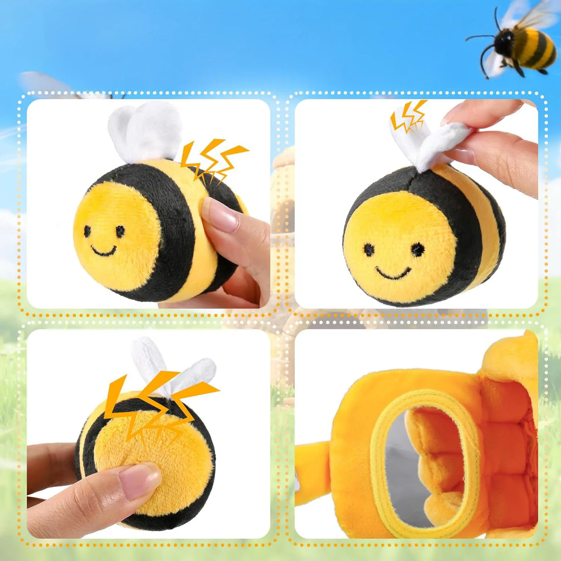 Ruche en peluche et ses cinq petites abeilles