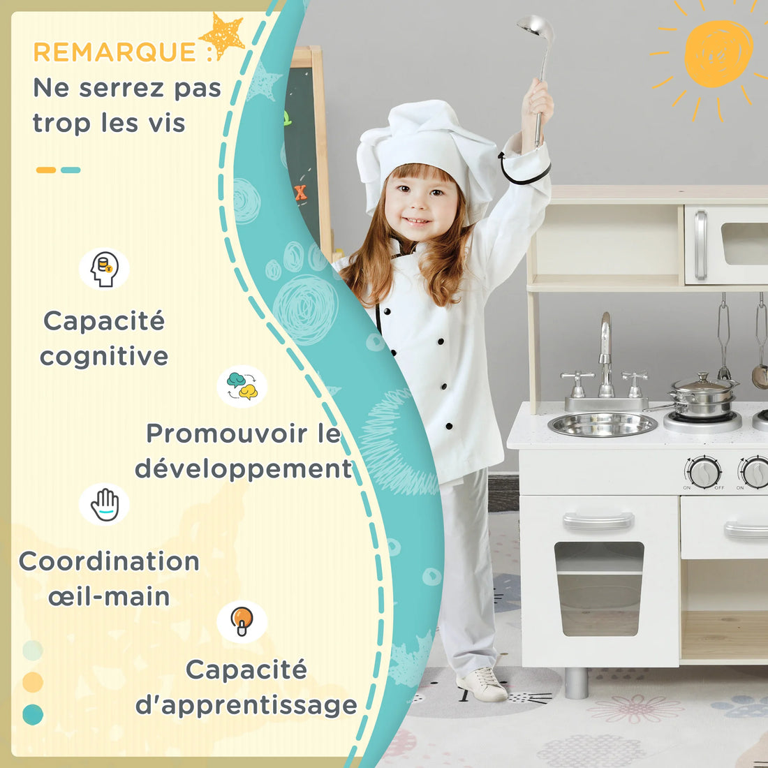 Cuisine de jeu en bois blanc et chêne clair — HOMCOM