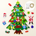 Sapin de Noël mural en feutrine à décorer — Modèle 3 — 32 décorations + guirlande 5 m