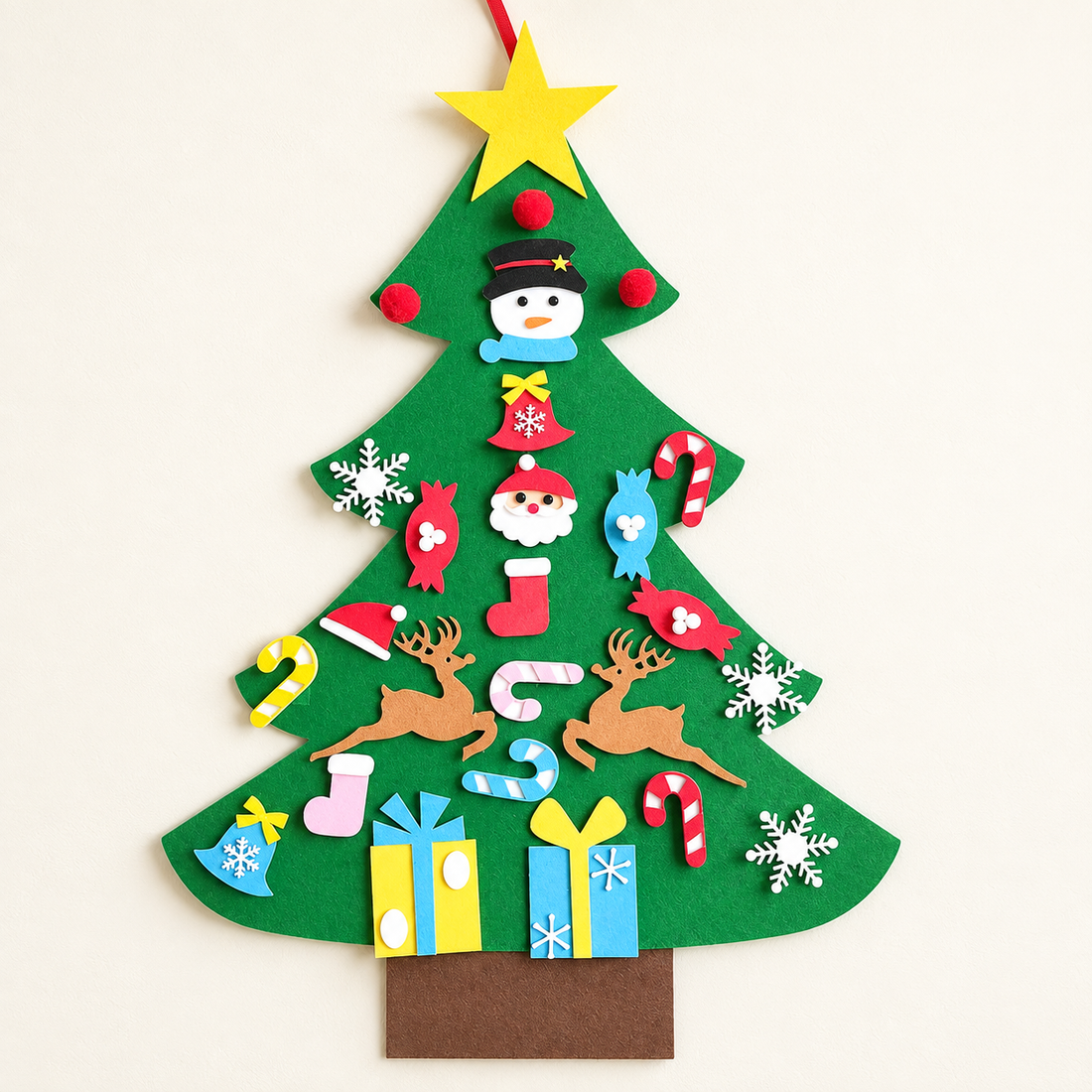 Sapin de Noël mural en feutrine à décorer — Modèle 9 — 26 décorations