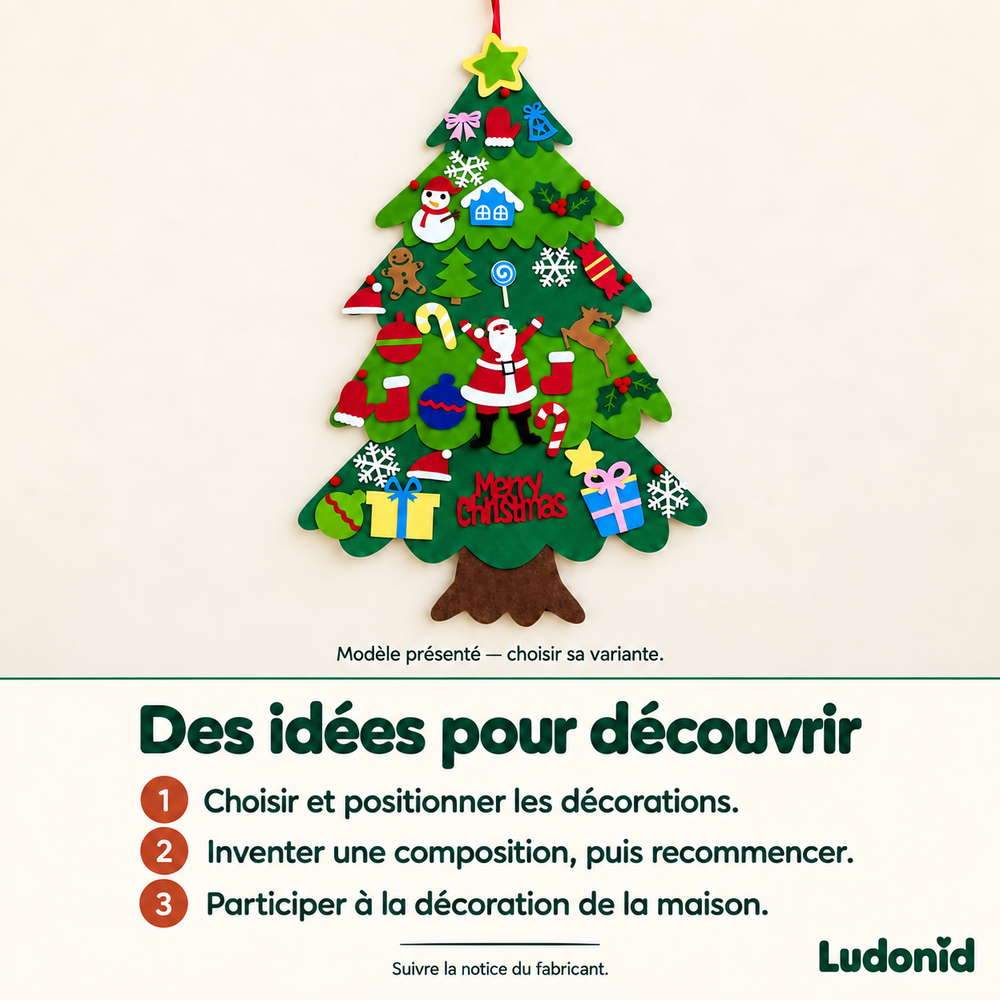 Sapin de Noël mural en feutrine à décorer — idées de jeu et utilisation en français