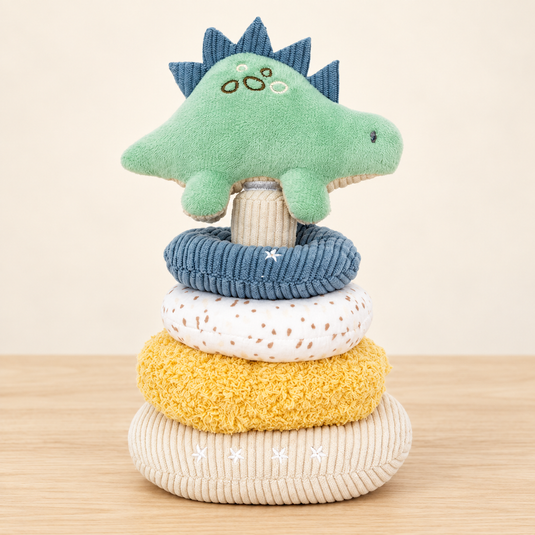 Anneaux à empiler en peluche — Licorne ou Dinosaure — Dinosaure