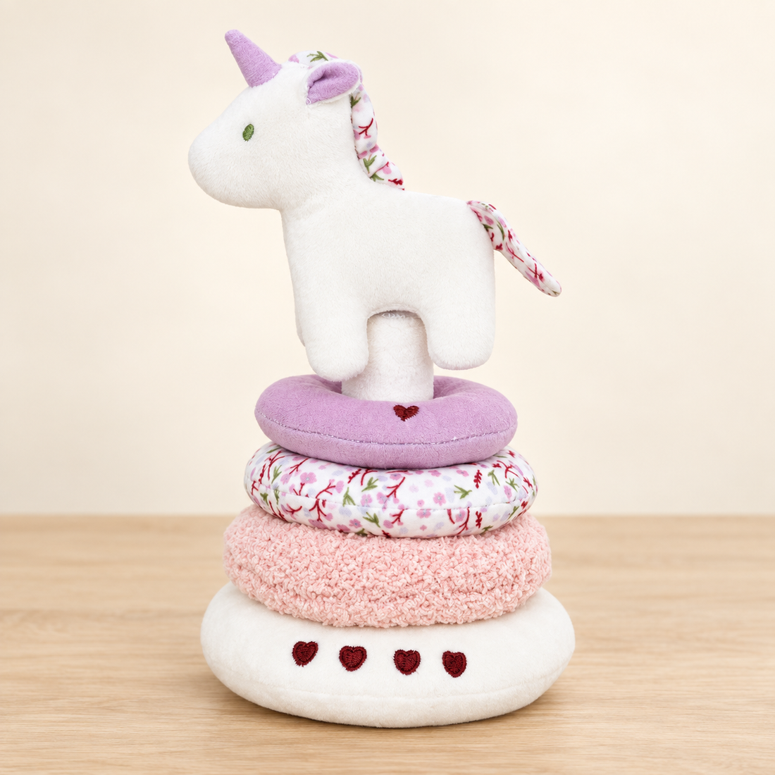 Anneaux à empiler en peluche — Licorne ou Dinosaure — Licorne