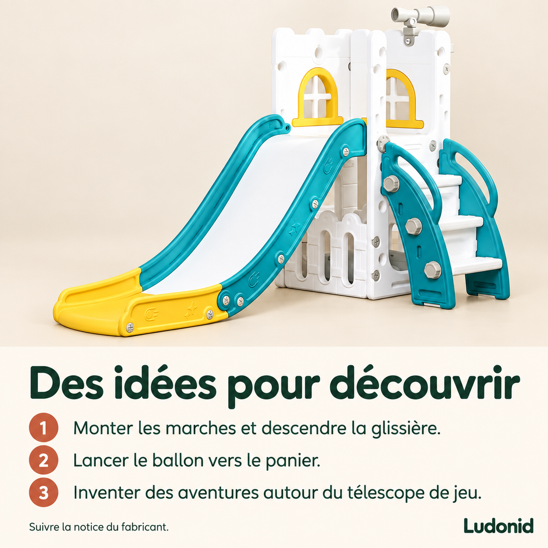 Toboggan d’activités 5 en 1 AIYAPLAY — idées de jeu et utilisation en français