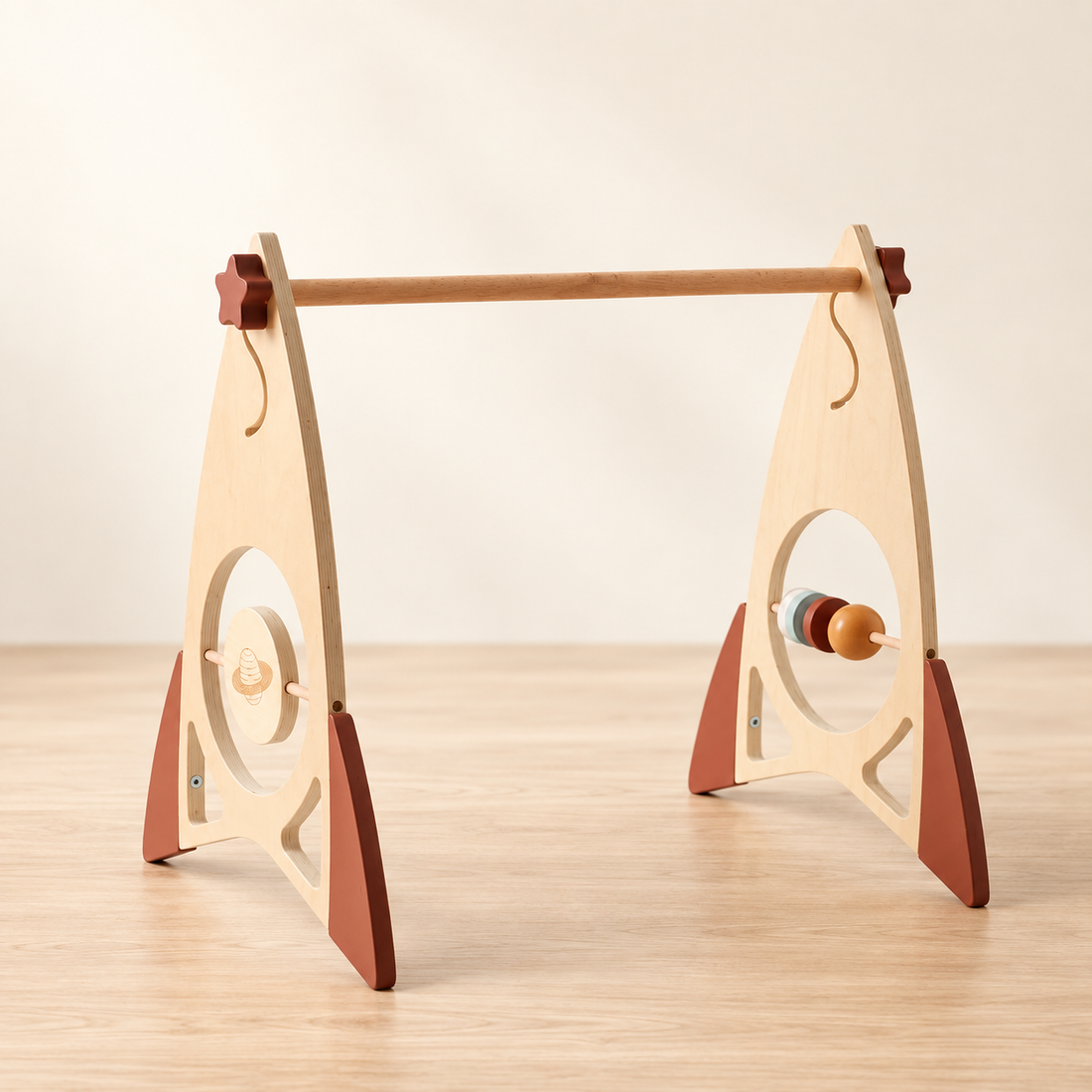 Portiques d’éveil en bois et accessoires au choix — Portique avec panneaux à anneaux