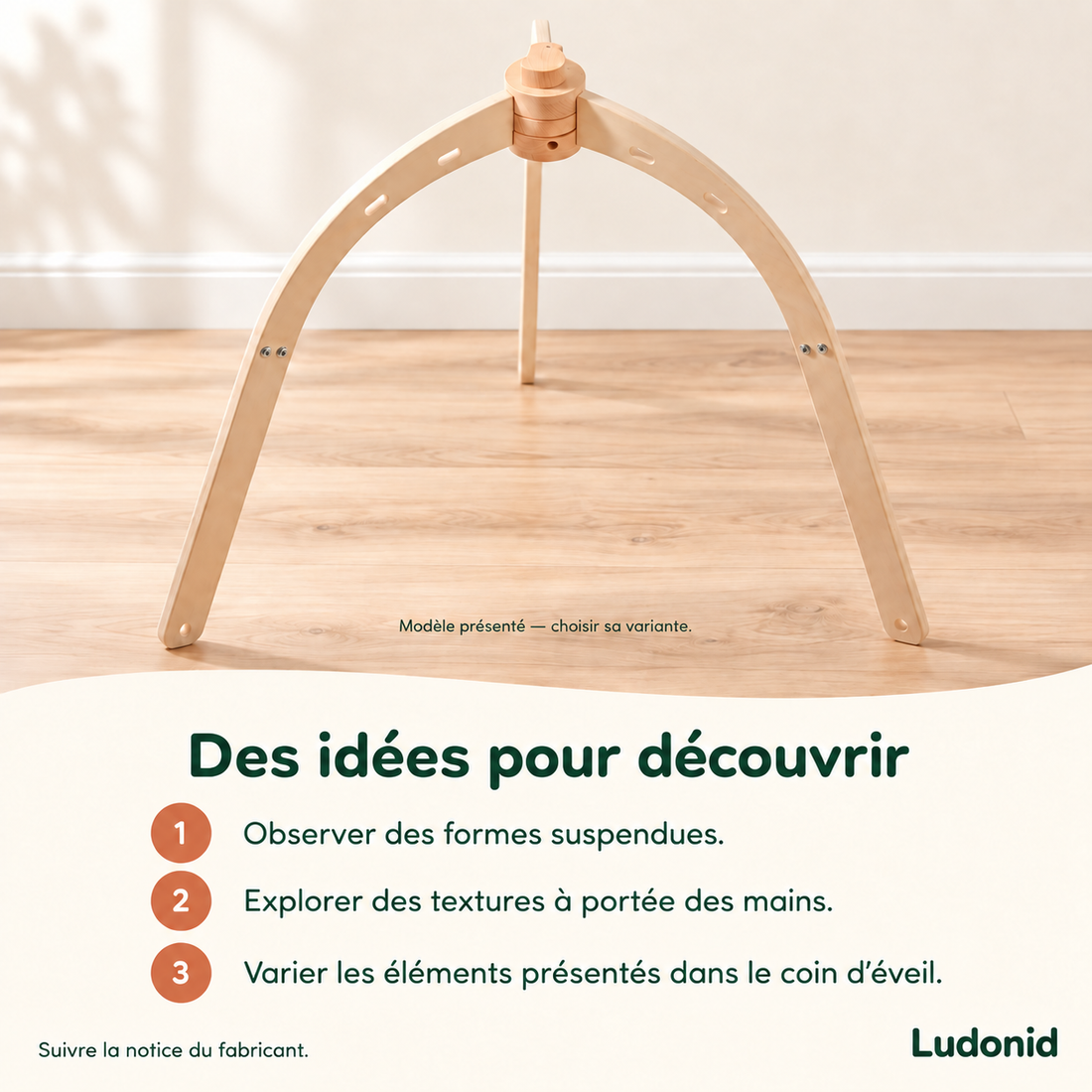 Portiques d’éveil en bois et accessoires au choix — idées de jeu et utilisation en français