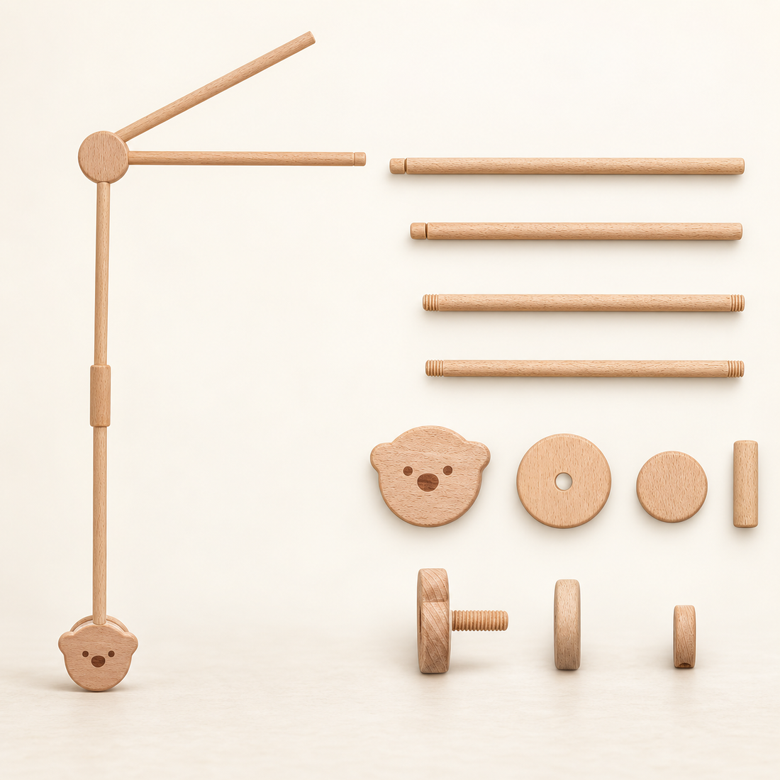 Mobiles pour bébé, supports et accessoires au choix — Support en bois — ours
