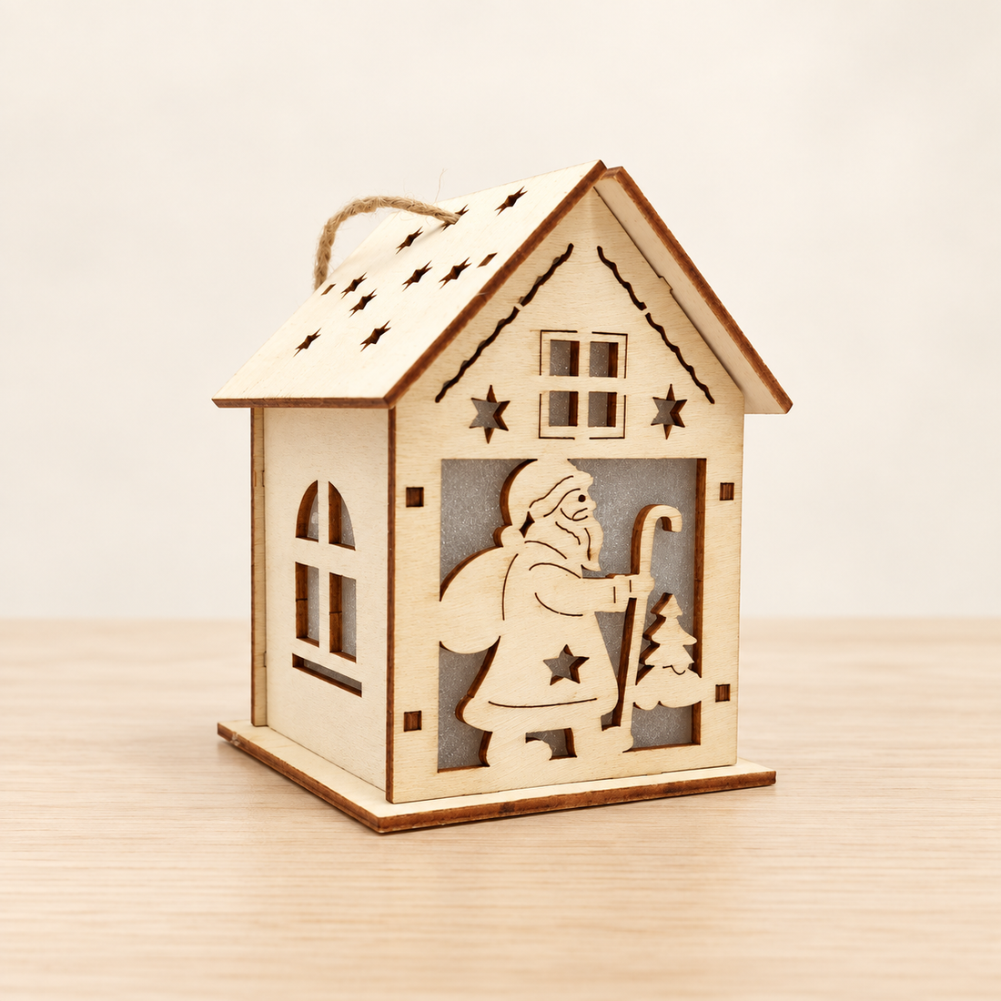 Petites maisons de Noël en bois — Décorations de table — Maison E