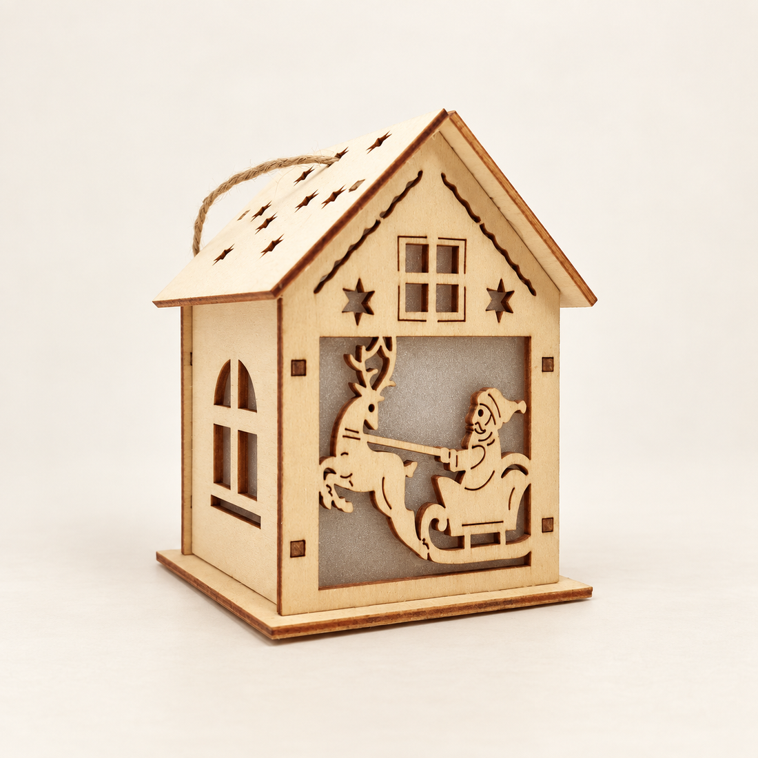 Petites maisons de Noël en bois — Décorations de table — Maison G
