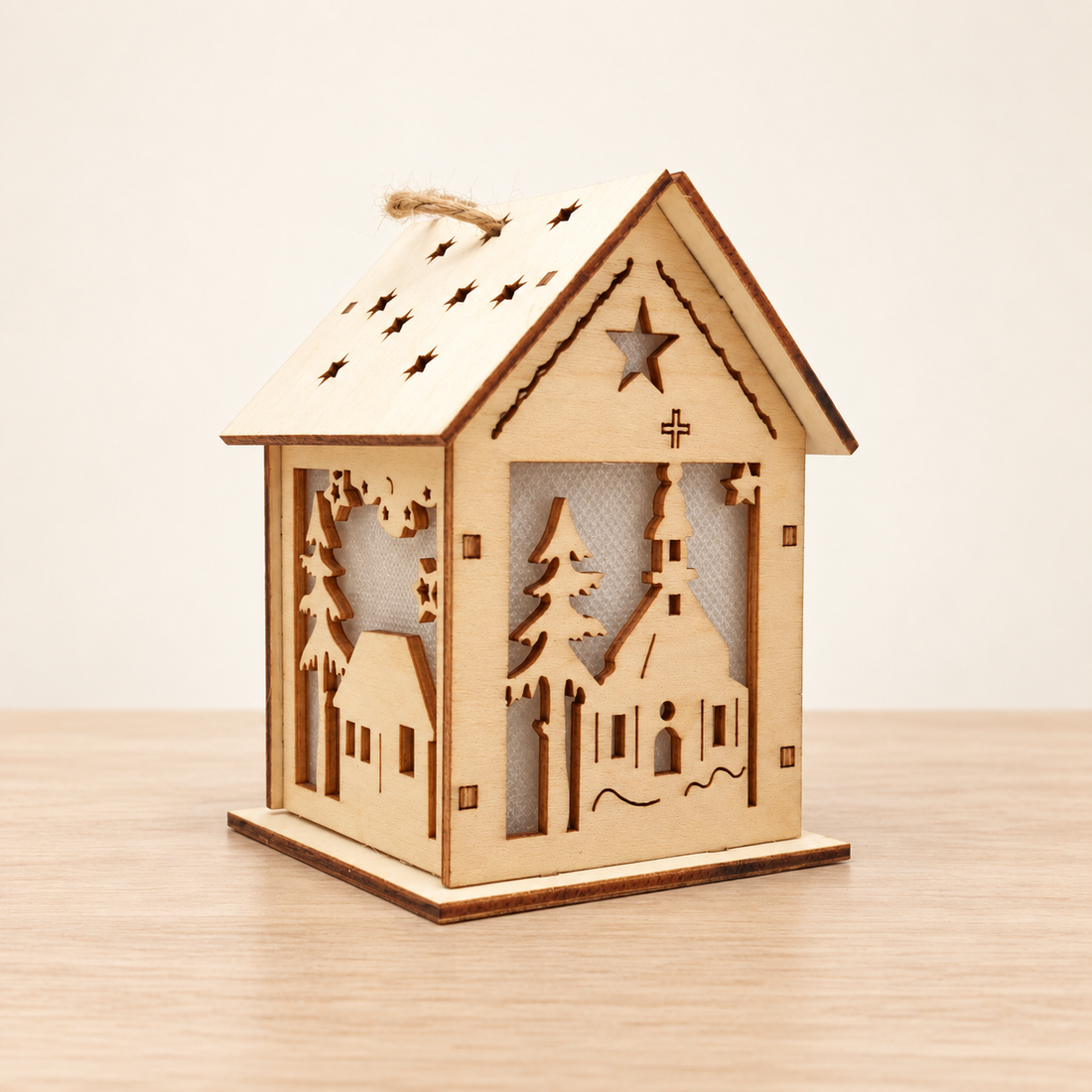 Petites maisons de Noël en bois — Décorations de table — Maison F