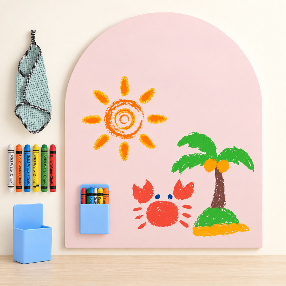 Tableau magnétique adhésif en arche — 100 × 80 cm — Rose / France, Rose / Allemagne