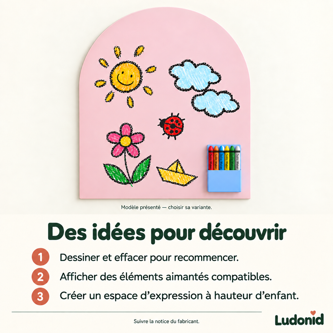 Tableau magnétique adhésif en arche — 100 × 80 cm — idées de jeu et utilisation en français