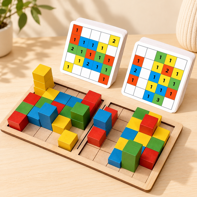 Cubes de logique 3D et cartes défis