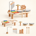Jouets musicaux en bois — Table d’éveil et bâtons de pluie — Table musicale