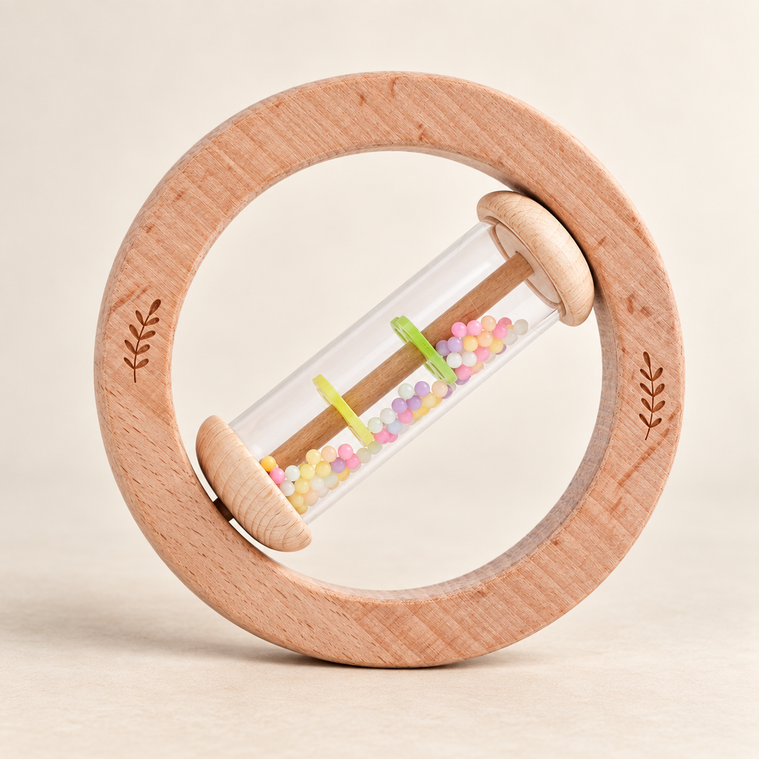 Jouets musicaux en bois — Table d’éveil et bâtons de pluie — Hochet rond à billes