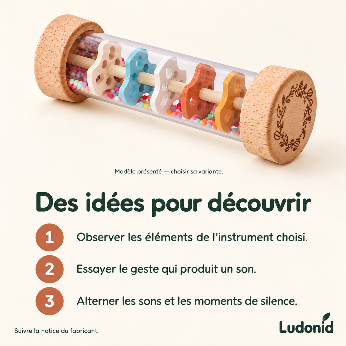 Jouets musicaux en bois — Table d’éveil et bâtons de pluie — idées de jeu et utilisation en français
