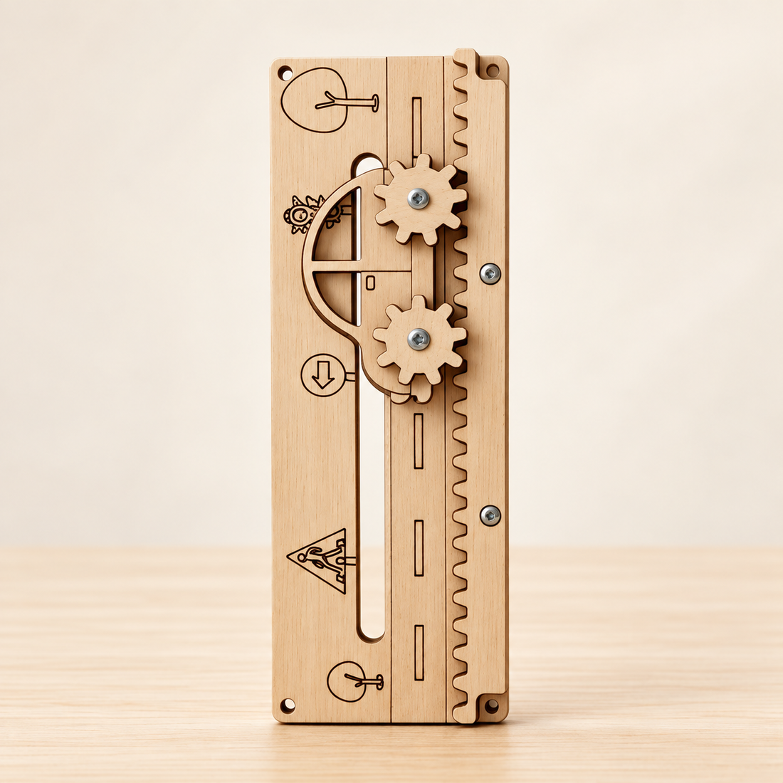 Modules pour tableau d’activités en bois — À composer — Mécanisme vertical à engrenages