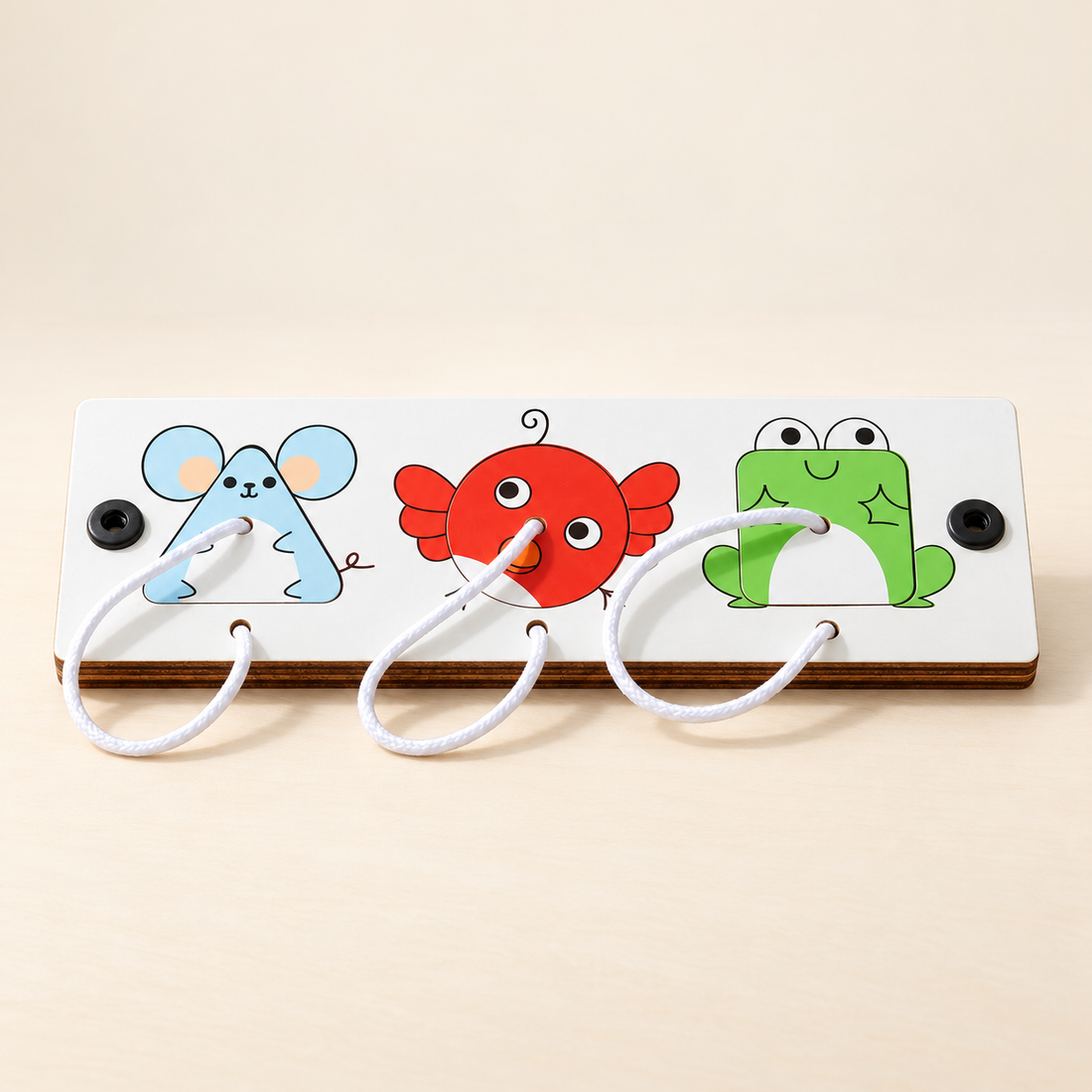 Modules pour tableau d’activités en bois — À composer — Animaux à cordons — jardin