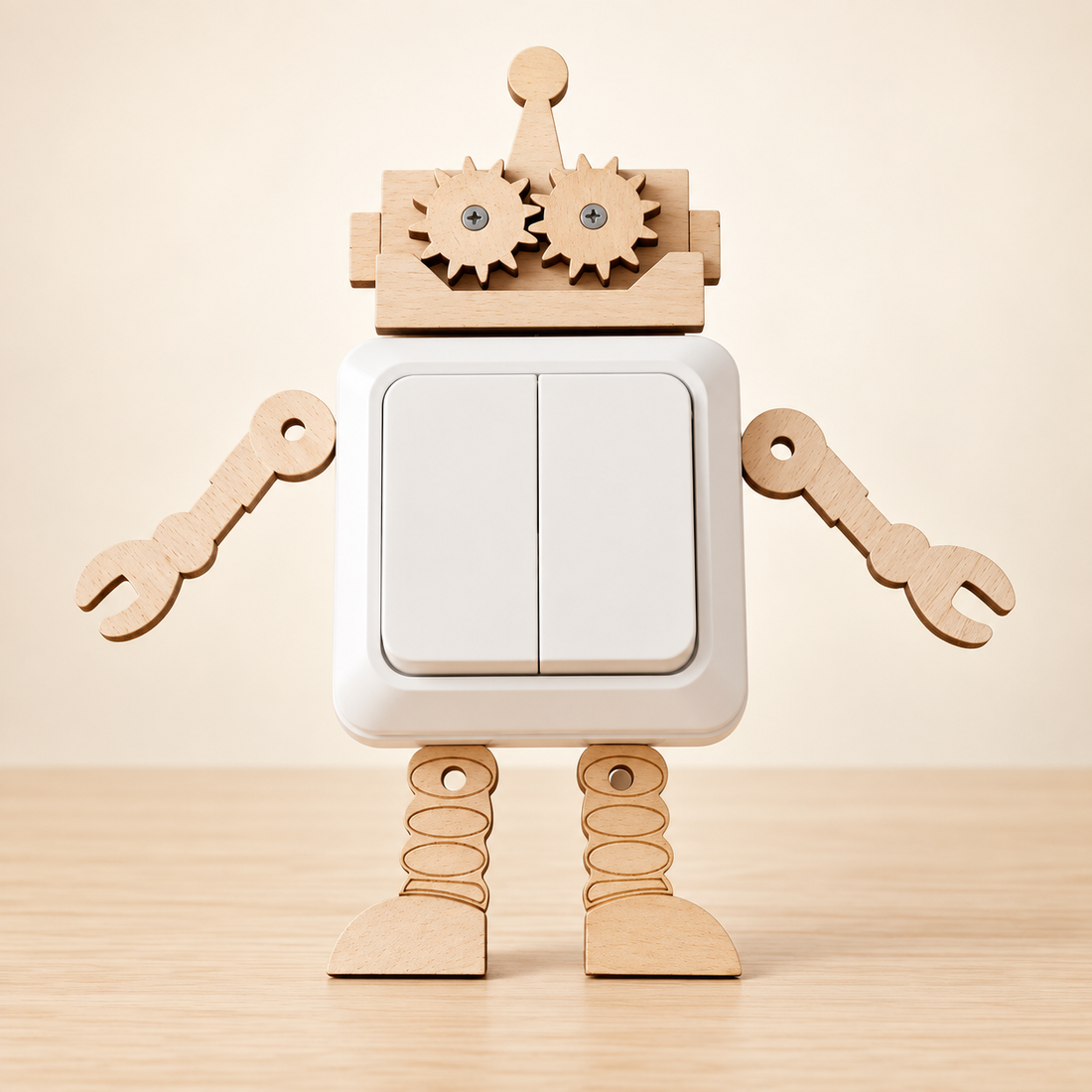 Modules pour tableau d’activités en bois — À composer — Robot interrupteur