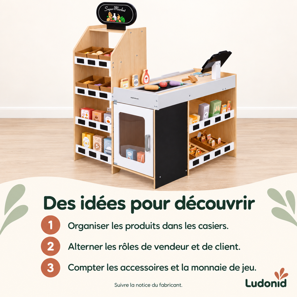 Grande marchande en bois avec caisse — Mamabrum — idées de jeu et utilisation en français
