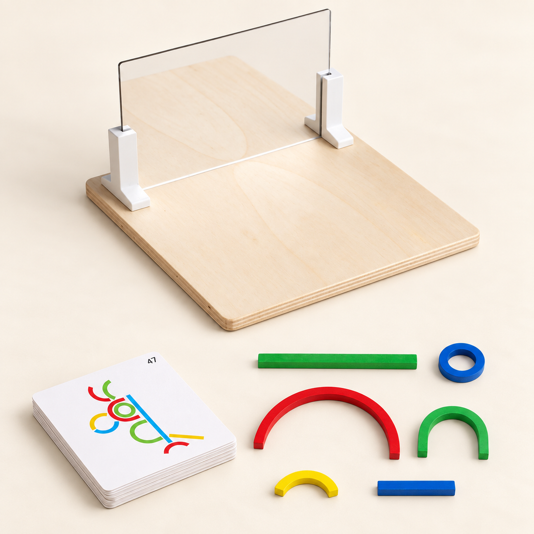 Jeu de symétrie en bois avec miroir — Bâtonnets