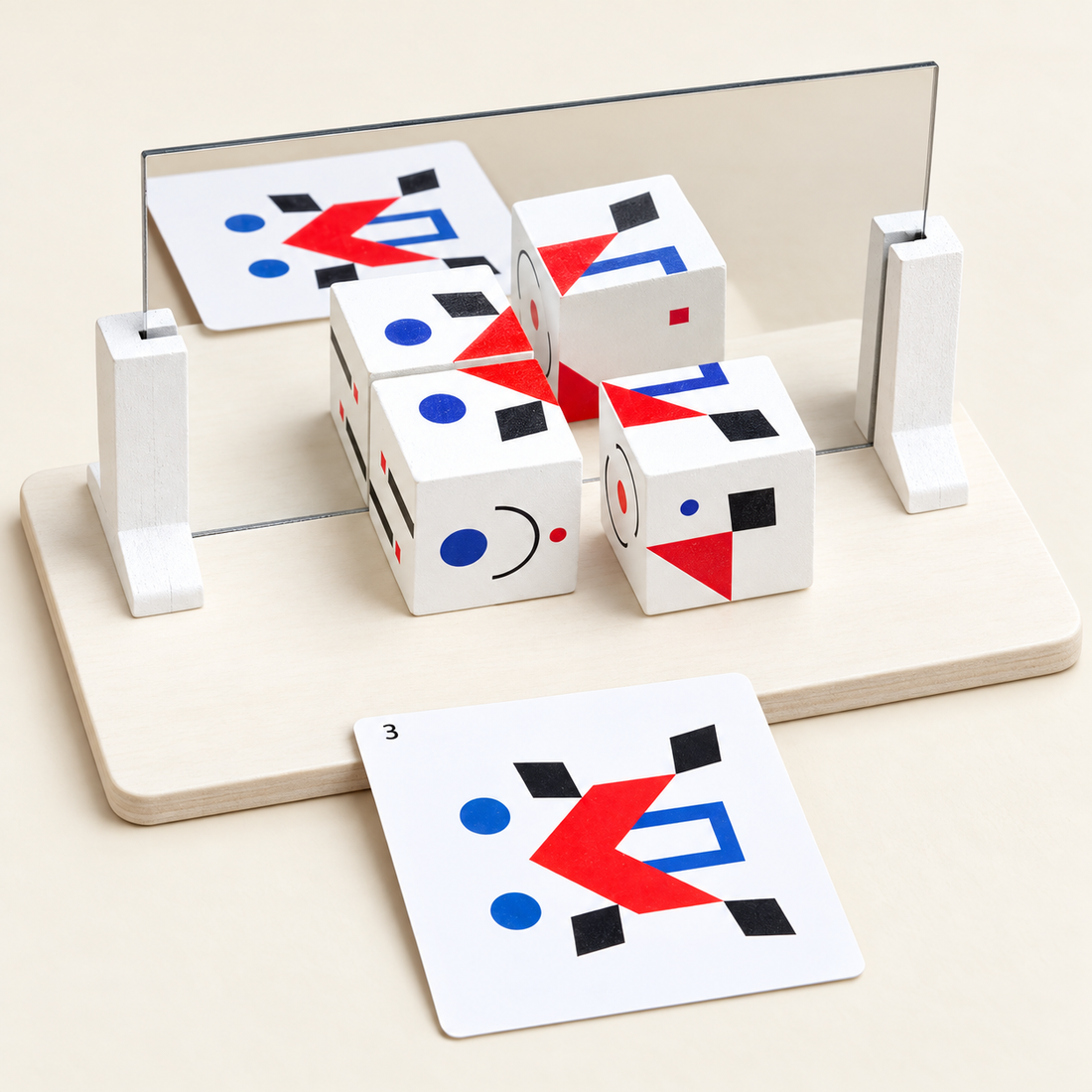 Jeu de symétrie en bois avec miroir