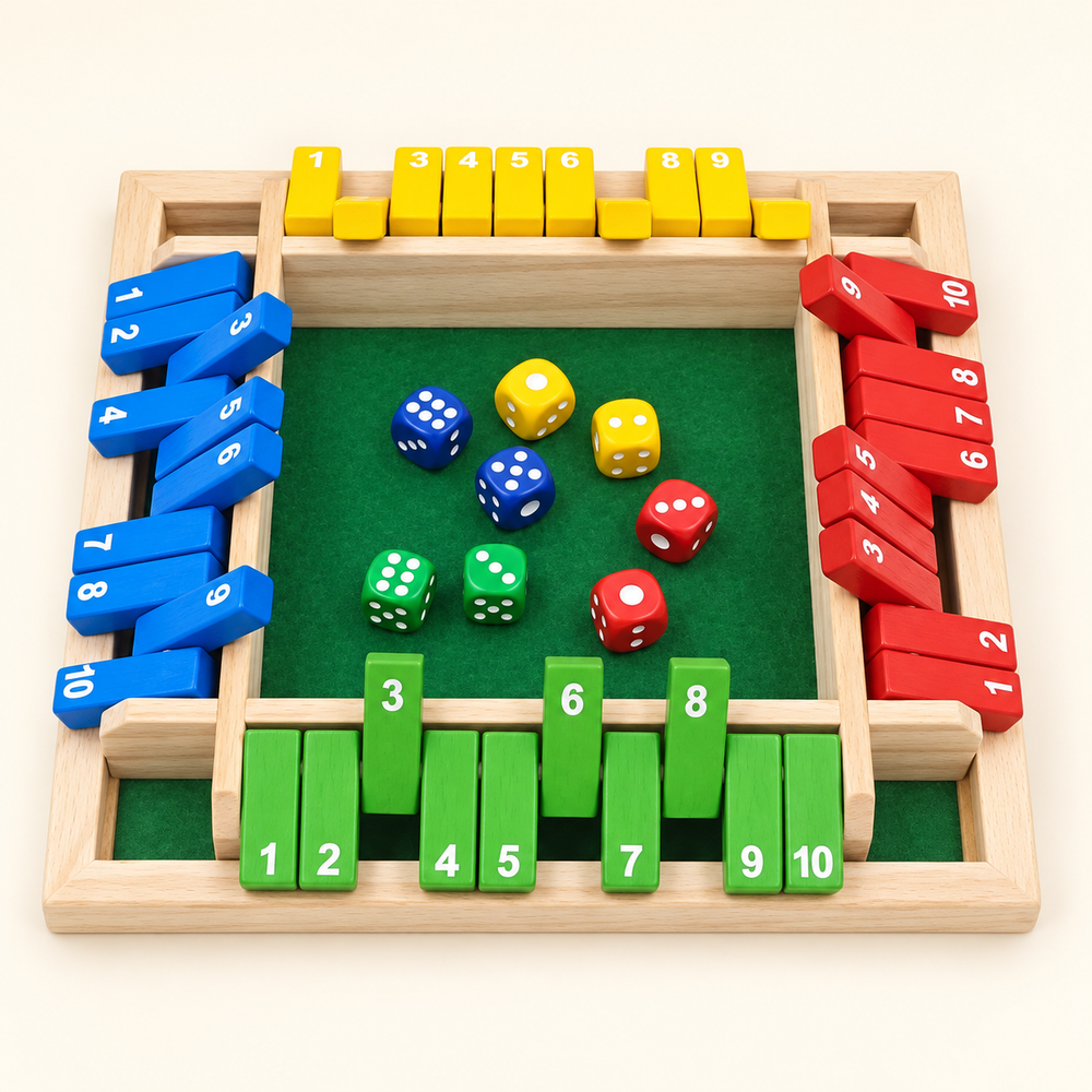 Shut the Box en bois — Jeu de dés à quatre joueurs