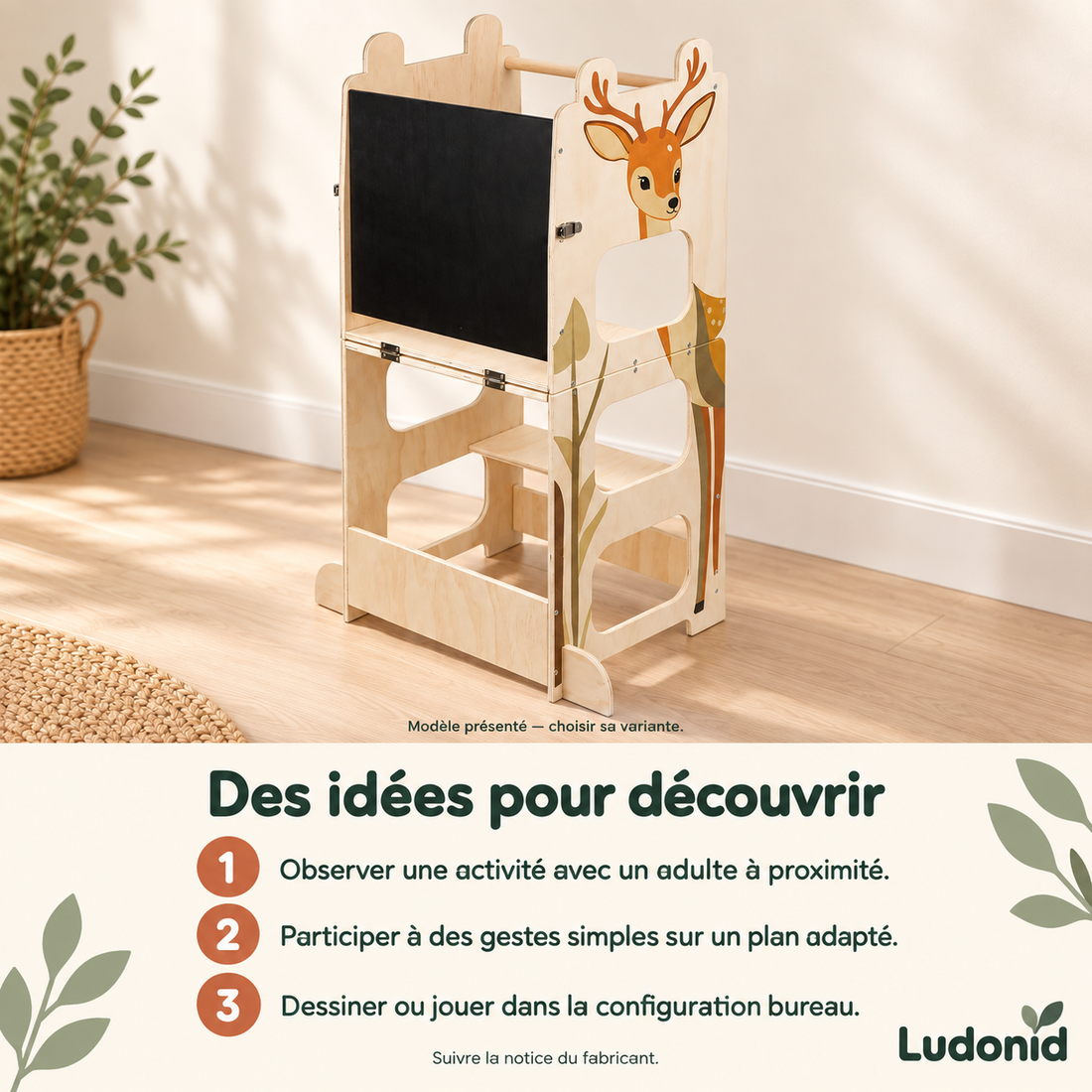 Tour d’observation transformable — Bureau et tableau — idées de jeu et utilisation en français