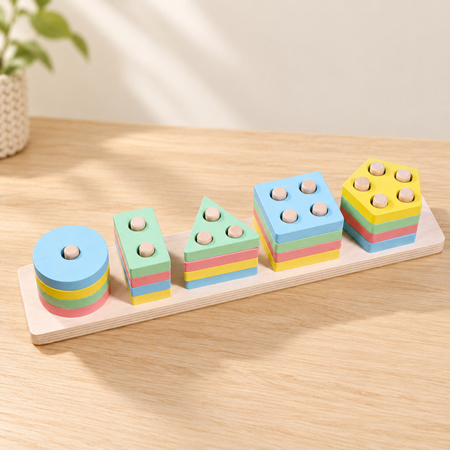 Plateaux de tri en bois — Couleurs et formes à empiler